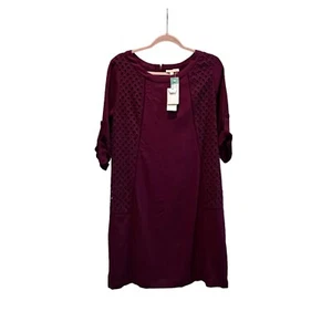 NEW Skies Are Blue Linen Dress Womens Size Medium Wine Long Sleeve Stitch Fix - Picture 1 of 10