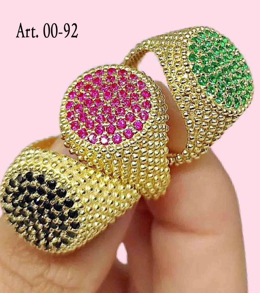 Anello Argento 925 rodiato modello puntinato con zirconi brillanti colorato donn - Immagine 1 di 1