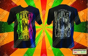 BOB MARLEY RED GOLD GREEN REBEL MUSIC LEGEND DOUBLE SIDED BLACK T-SHIRT ROOTS 56 - Picture 1 of 1
