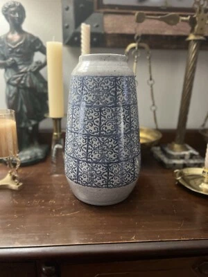 Pottery Barn大号蓝色图案陶瓷花瓶  — 第 1/4 张图片