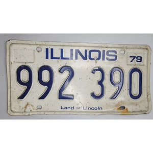 Collectable real metal license plate 1979 Illinois Land Of Lincoln "992 390" - Picture 1 of 2
