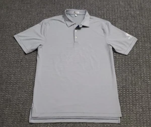 Peter Millar Men's LARGE Gray and Black Striped Summer Comfort Polo Shirt - Picture 1 of 17