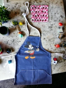 Delantal vintage de Mickey Mouse Disney para niños arte de pintura bata denim para niños - Imagen 1 de 4