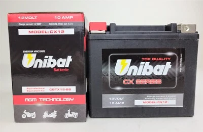 BATERÍA SELLADA UNIBAT CX12 HEAVY DUTY AGM SUZUKI MOTOCICLETA ACTIVADA DE FÁBRICA Foto 1 de 4