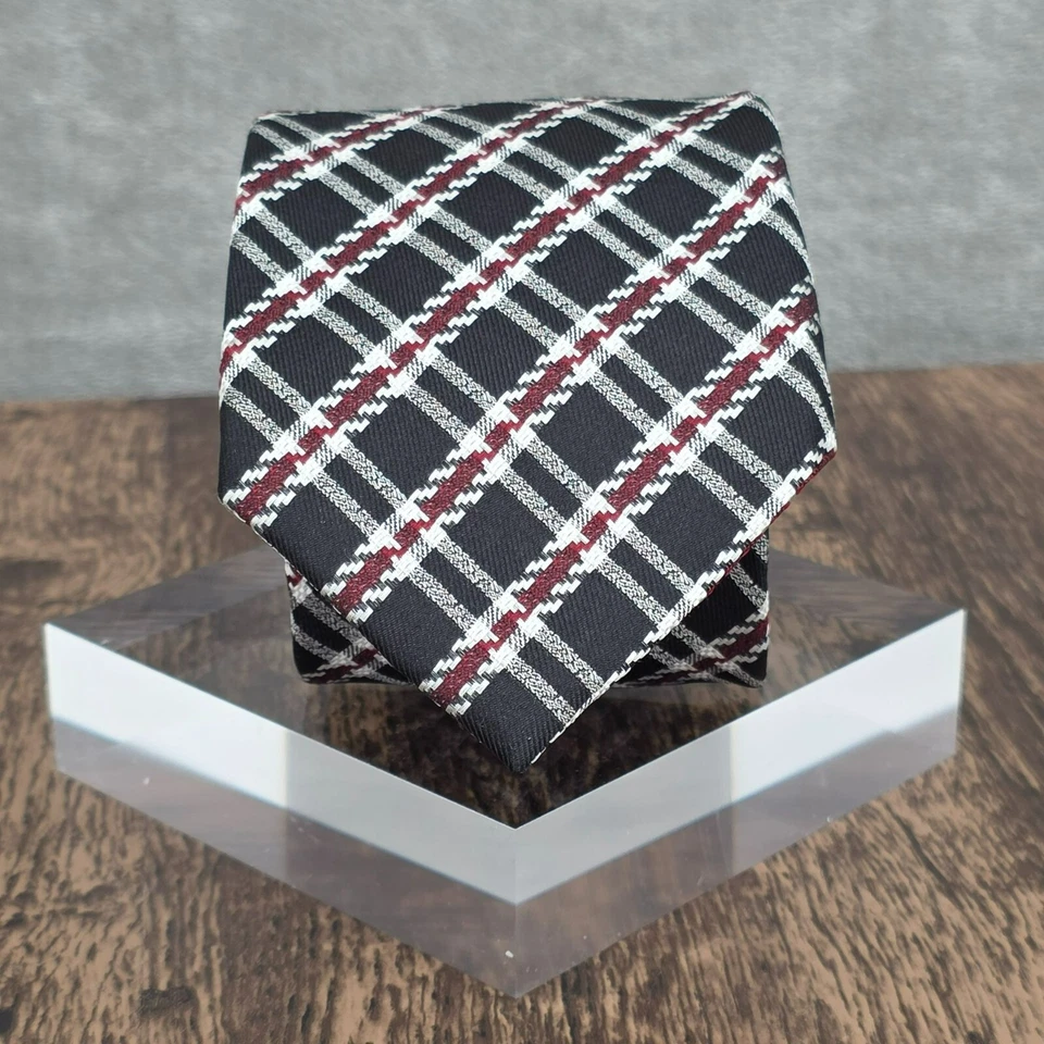 Corbata cuello Egara 100% seda negra roja blanca a cuadros gris floral diseñador regalo único Foto 1 de 4