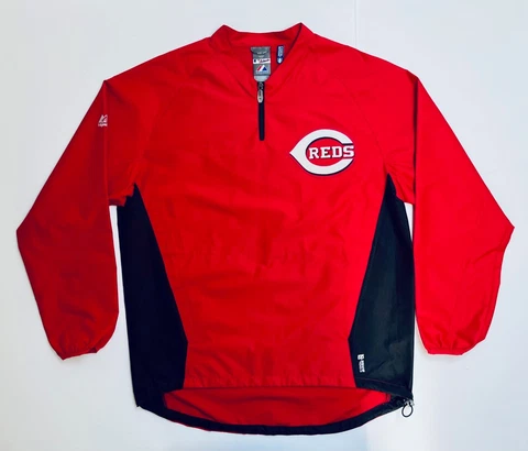 Majestic Cincinnati Reds MLB Men's Medium Cool Base 1/4 Zip Warm Up Jacket Cover