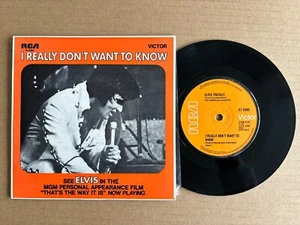 ELVIS PRESLEY I REALLY DON'T WANT TO KNOW PIC SLEEVE 1971 AUSTRALIAN 7" 45 - Picture 1 of 4