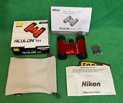 Красный компактный бинокль Nikon Aculon T01 10X21. - Изображение 1 из 4