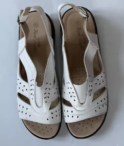 Sandalias de cuña planas First Sight para mujer de cuero sintético correa trasera ajustable talla 10 - Imagen 1 de 6