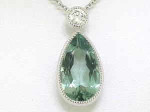 Anhänger 750 Weißgold 18Kt Beryll Heliodor 3,05ct Brillant 0,14ct F VS Kette - Bild 1 von 5