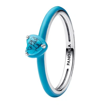 Anello Da Donna Pandora In Argento Con Cuore Turchese 193828C01 - Immagine 1 di 3