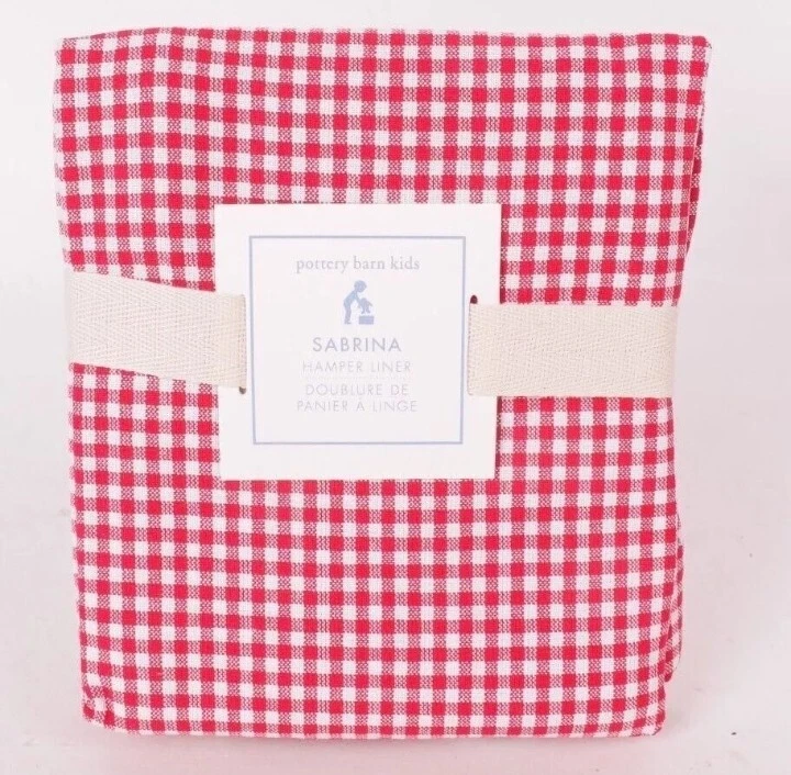 Cesta Pottery Barn Kids Red Gingham Sabrina forro, redonda 16" w x 24" de alto  Foto 1 de 1