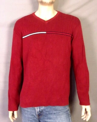 Винтажный пуловер 90-х б/у в отличном состоянии Tommy Hilfiger свитер узкий флаг логотип размер L - Изображение 1 из 3