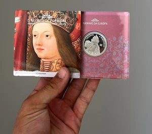 Reinas de Europa Leonor de Portugal Conmemorativo Coleccionista 5€ Moneda Plata Prueba - Imagen 1 de 5