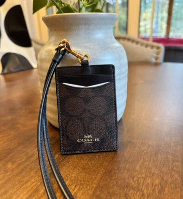 Coach ID Lanyard in Signature Canvas Card Holder Brown / Black 63274 - Image 1 of 3