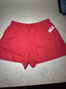 NWT GAP Pink Linen Elastic Waistband Pockets Pull on Shorts Medium Women - Picture 1 of 11