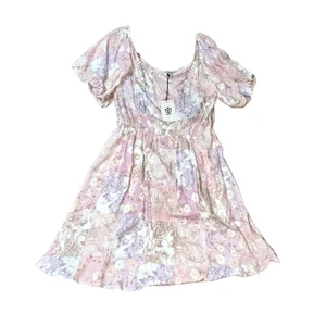 Andree By Unit Dress Women's Size Large Pink Pastels Lined Baloon Sleeve Midi - Picture 1 of 9