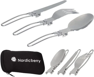NORDICBERRY Outdoor Klappbesteck und Campingbesteck aus hochwertigem Edelstahl m - Imagen 1 de 7