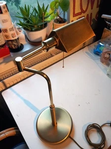 Sölken Schreibtisch Banker Leuchte Messing alt 1960/70 Schwenkarm 270° - Bild 1 von 10