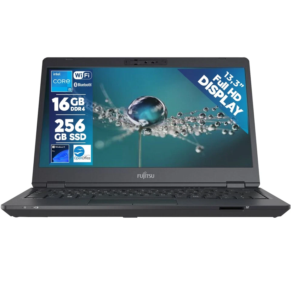 PC Portatile Notebook Laptop Fujitsu 13.3" FHD i5 11th Ram 16GB SSD 256GB Win11 - Immagine 1 di 4