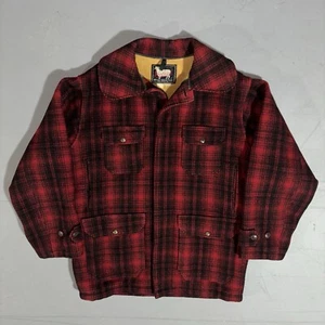 Woolrich Mackinaw Cruiser Vintage 50s Red Plaid Hunting Jacket Coat Wool Size 44 - Picture 1 of 21
