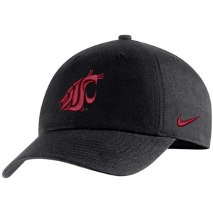 Nike Washington State Cougars Campus Adjustable Hat - Black - Crimson Logo - Picture 1 of 1