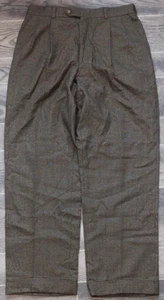 Vintage Berlel Super 100s Mens 32/30 Worsted Wool Houndstooth Pants Cuffed - Picture 1 of 15