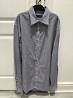Dsquared2 Button-Up Shirt It54 Xl Pinstriped Logo Long Sleeves Made In Italy