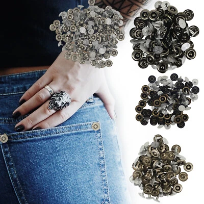 9.5mm Denim Jeans Knöpfe Nieten Mit Legierung Nadeln für Leder Kleider Mäntel - Bild 1 von 4