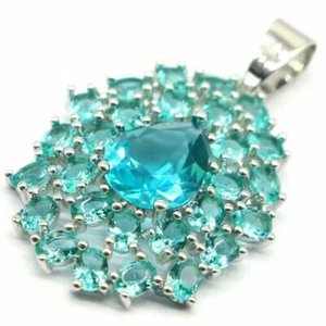 COLGANTE ROMANTICO CON AGUA MARINA AZUL PARA FIESTA,BODA,COMPROMISO,MADE BRASIL - Imagen 1 de 2