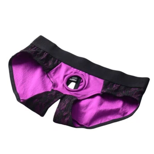 Arnés de correa de encaje púrpura para pantalones portátiles con correa lesbiana ropa interior erótica - Imagen 1 de 12