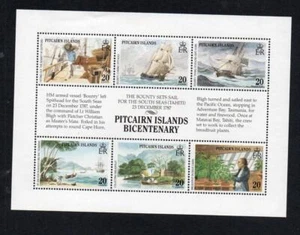 HOJA DE ASENTAMIENTO DE ISLAS PITCAIRN MNH 1989 SG335-340 BICENTENARIO - Imagen 1 de 1