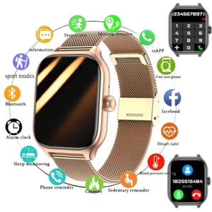 Smart Watch Women Men Heart Rate For Phone Android IOS Bluetooth Waterproof Gold - Picture 1 of 15