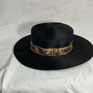 Vintage Jan Leslie Helio's Black Felt and Fur Black HatMade In Italy - Picture 1 of 7