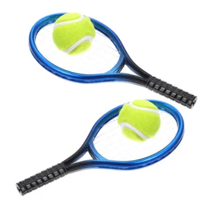 1 Set Dollhouse Mini Tennis Sports Set Mini Racket and Ball for Miniature - Picture 1 of 12