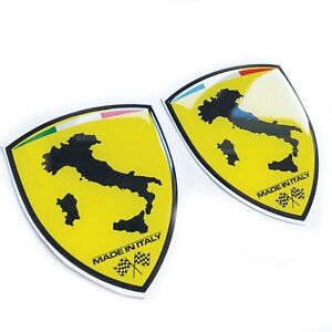 x2 Made In Italy Italian Flag 3D Wing Shield Domed Gel Decal Sticker Badges Euro