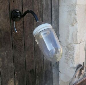 (5) Ancienne lampe de ferme atelier applique col de cygne loft usine Jielde