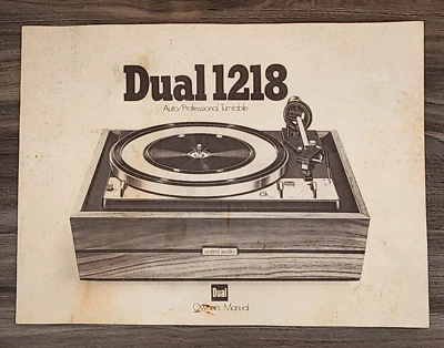 Tocadiscos Dual 1218 OEM Manual de Operación del Propietario - ARTÍCULO DE COLECCIONISTA Foto 1 de 3