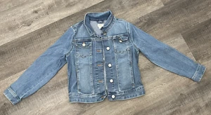Crewcuts J Crew Jean Jacket Girls Youth 10 Button Medium Wash Blue Denim Stretch - Picture 1 of 4