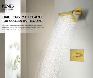 Kenes Regenduschkopf Trim Kit Gebürstet Gold Quadrat 6" Edelstahl mit Ventil - Bild 1 von 12