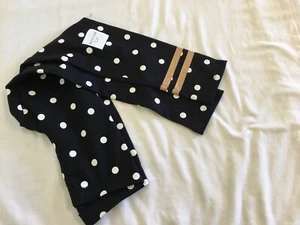 New Old Navy Girl Leggings Black Polka Dots Double Gold Stripes Left Leg - Picture 1 of 1