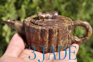 Hand Carved Natural Jasper / Bamboo Stone Tea Pot       - Bild 1 von 7