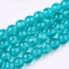 100 Crackle Glass Beads 4mm Turquoise Blue Veined Bulk Jewelry Supplies Teal