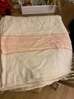 double 1970s 1960s vintage cream double wool blanket pink candy stripes