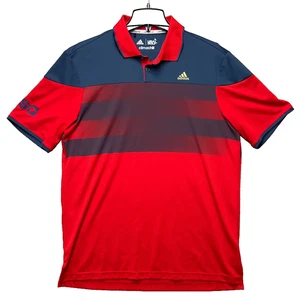 Adidas Polo Shirt Mens Size Large Red Navy Blue USA Golf Climachill Short Sleeve - Picture 1 of 11