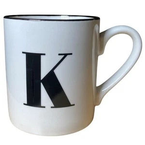 Threshold Schwarz & Weiß Monogrammiert Buchstabe K Porzellan Kaffee Tee Tasse Becher - Bild 1 von 9