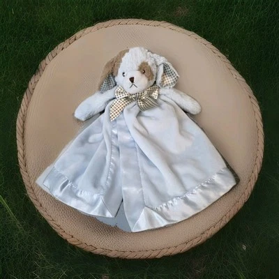 Bearington Bebé Azul Peluche Cachorro Perro Lovey Manta de Seguridad Borde Satinado Lunares Foto 1 de 4