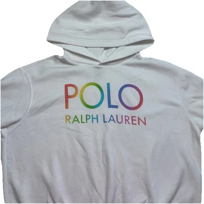 Polo Ralph Lauren Girls Lg 14/16 Fleece Pullover Crop Hoodie Ombré Multicolor - Image 1 of 4