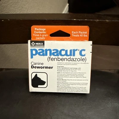 Panacur C Canine Dewormer 4 Gram, 3 Packets, Each Packet Treats 40 lbs - Image 1 of 2
