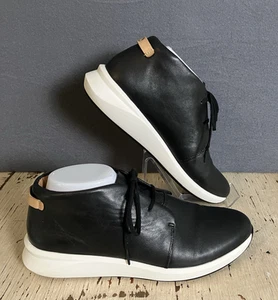 Unstructured By Clarks Womens 10M Sneakers Shoes Black Leather Mid Top Lace Up - Picture 1 of 13